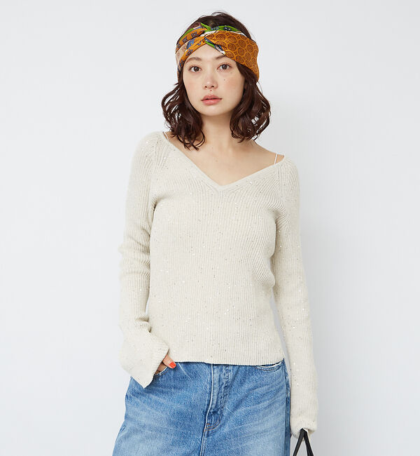 Rouge vif「2WAYスパンコールラメリブニット」|ニット・セーター|