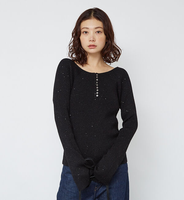 Rouge vif「2WAYスパンコールラメリブニット」|ニット・セーター|