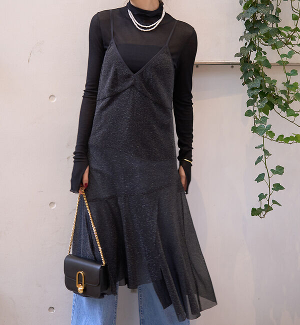 Rouge vif「シアーラメチュールキャミワンピース」|ワンピース|ブラック