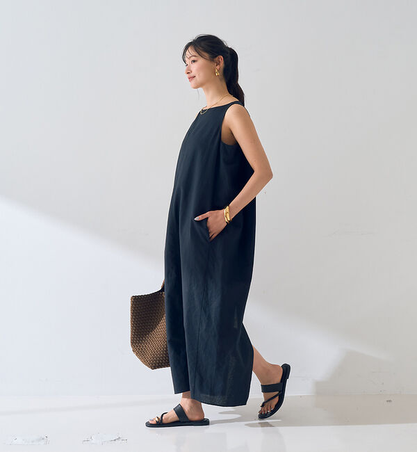 Rouge vif「麻混ノースリーブ 後ろタックワンピース」|ワンピース|