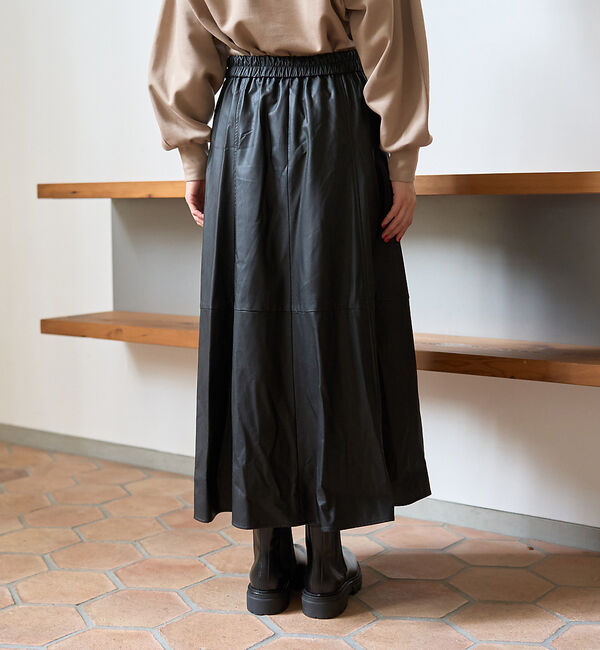 Rouge vif「フェイクレザーフレアスカート」|スカート|