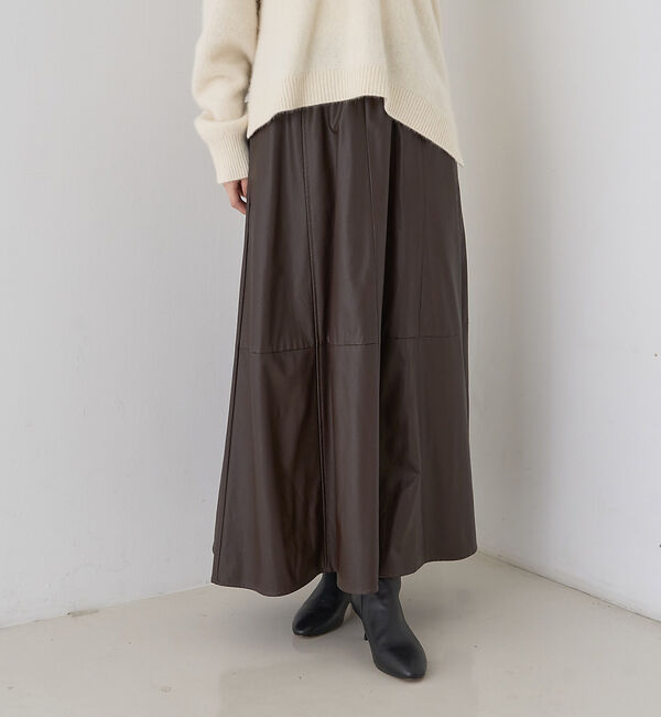 Rouge vif「フェイクレザーフレアスカート」|スカート|