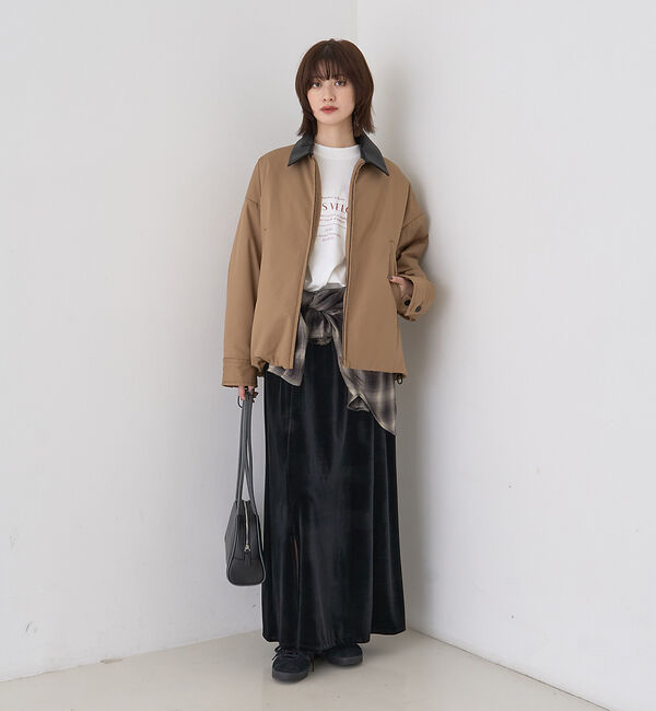 Rouge vif「異素材衿パフィブルゾン/ハンティングジャケット」|ブルゾン・スタジャン|