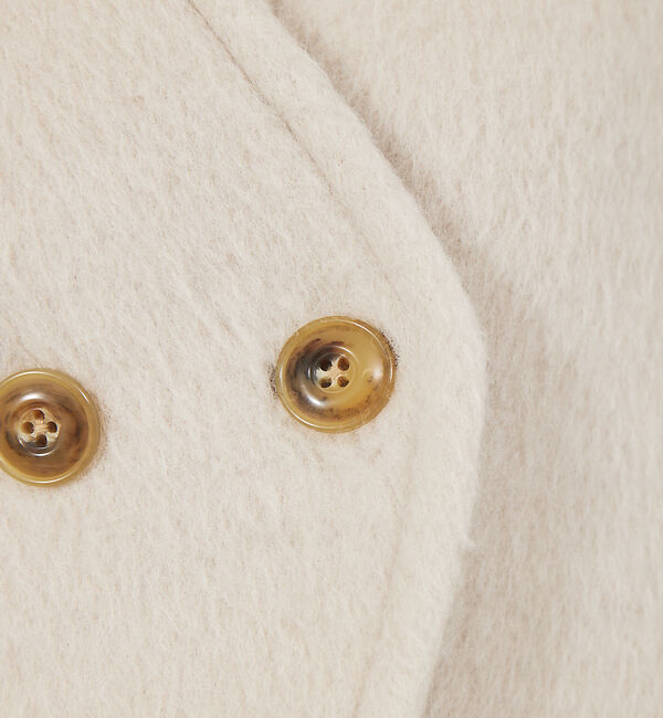 qualite「モヘアシャギーショートコート」|ノーカラーコート|