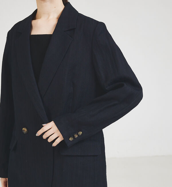 qualite「【セットアップ対応】ランダムヘリンボーンリネンジャケット」|テーラードジャケット|