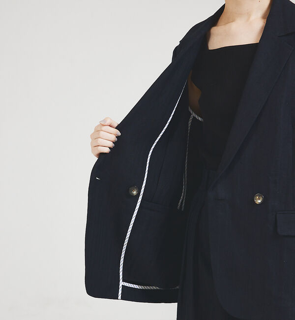 qualite「【セットアップ対応】ランダムヘリンボーンリネンジャケット」|テーラードジャケット|