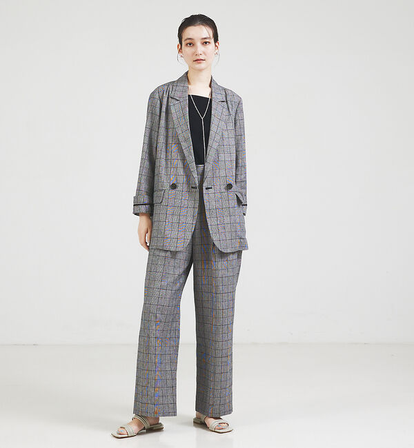 qualite「【セットアップ対応】リネングレンチェックパンツ」|その他|
