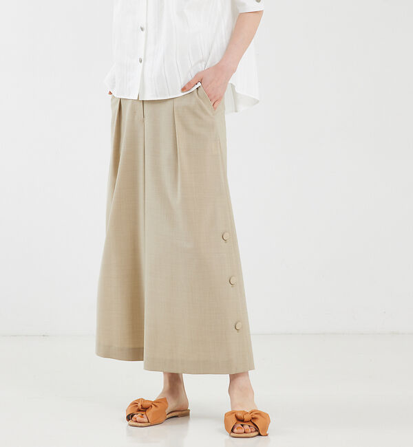 qualite「サイドボタンクロップドパンツ」|その他|ベージュ