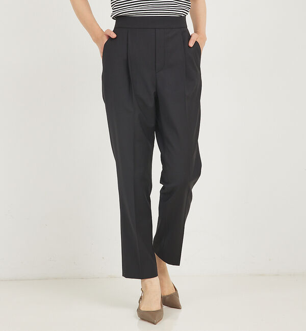 qualite「ウールトロセンタープレスパンツ」|その他|ブラック