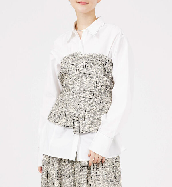 qualite「【セットアップ対応可能】ツイードビスチェ」|ダウンベスト・ベスト|ブラック