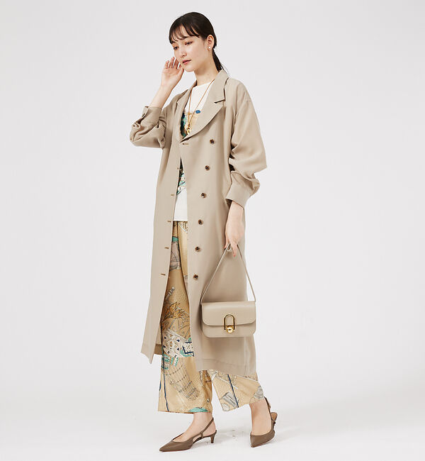 qualite「フロントダブルベルテッドコート」|トレンチコート|