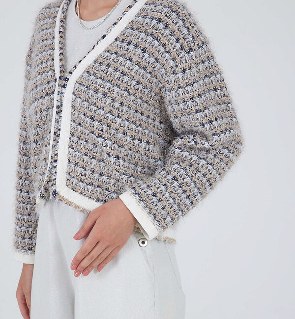 qualite「ツィードニットカーディガン」|カーディガン|