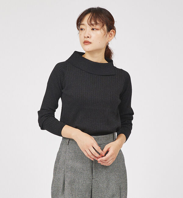 qualite「サイドスリットカラーリブニット」|ニット・セーター|