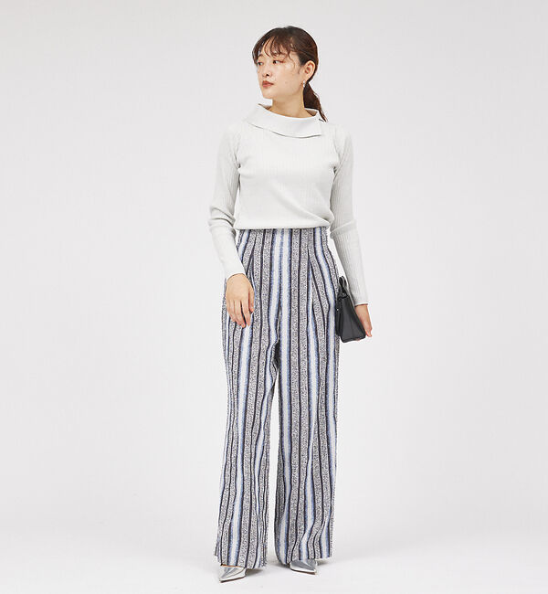 qualite「サイドスリットカラーリブニット」|ニット・セーター|