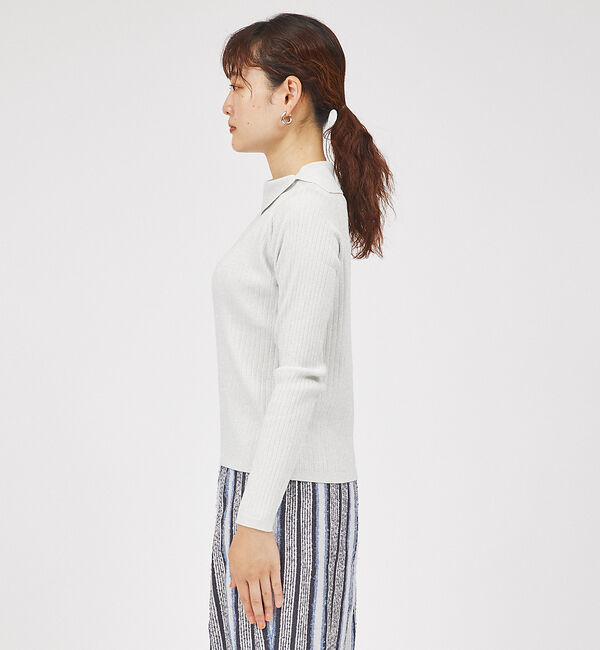 qualite「サイドスリットカラーリブニット」|ニット・セーター|