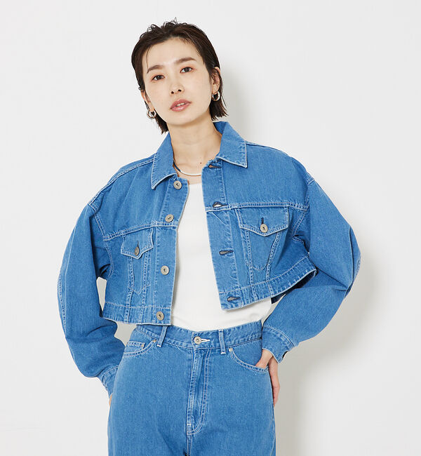 qualite「【大人のデニムJK】コットンリネンデニムショートジャケット/セットアップ対応」|その他|ブルー