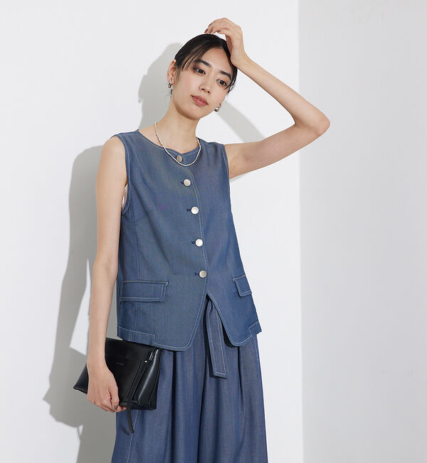 qualite「テンセルデニムノースリーブ」|キャミソール|