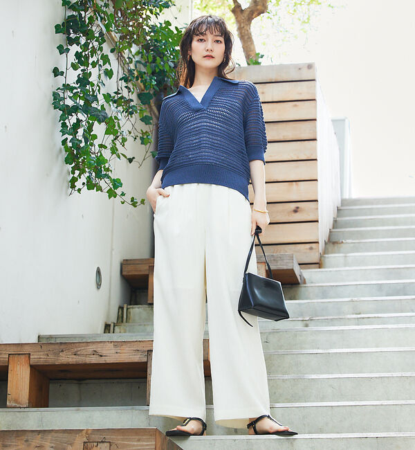 qualite「ガーターポロ襟ニット」|ニット・セーター|