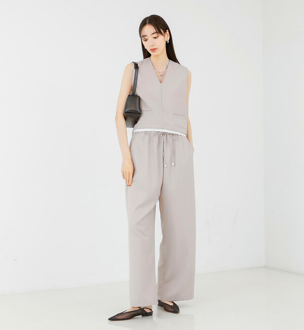 qualite「【接触冷感＆防シワ】ウールライクイージーパンツ/セットアップ対応」|その他|