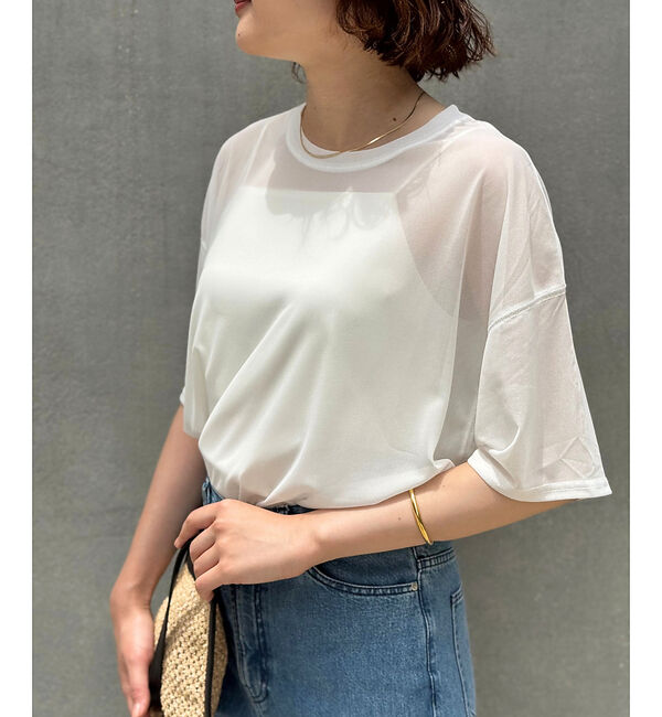 qualite「【インナーキャミ付き】シアードルマンT」|Tシャツ・カットソー|ホワイト