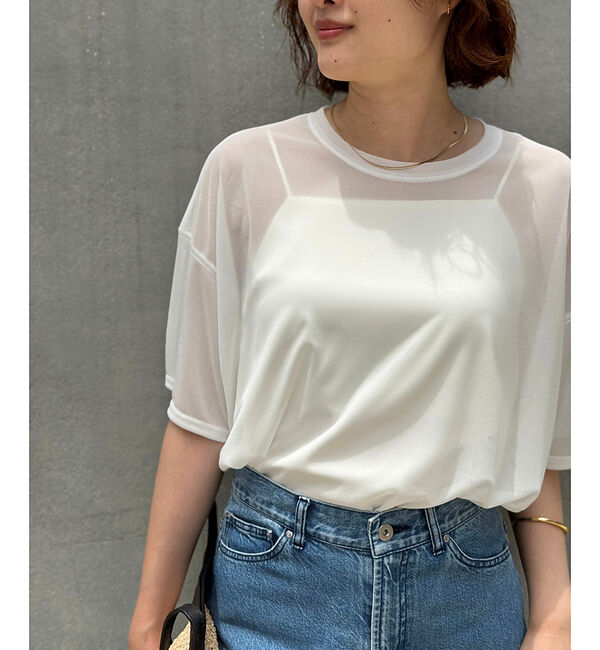 qualite「【インナーキャミ付き】シアードルマンT」|Tシャツ・カットソー|