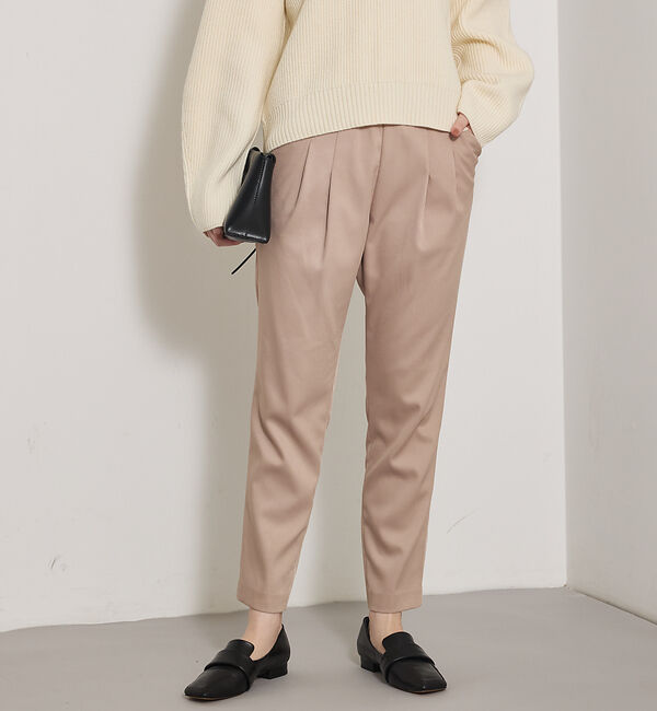 qualite「【2WAYタックパンツシリーズ新素材！】ウォームサテンタックパンツ」|その他|ベージュ