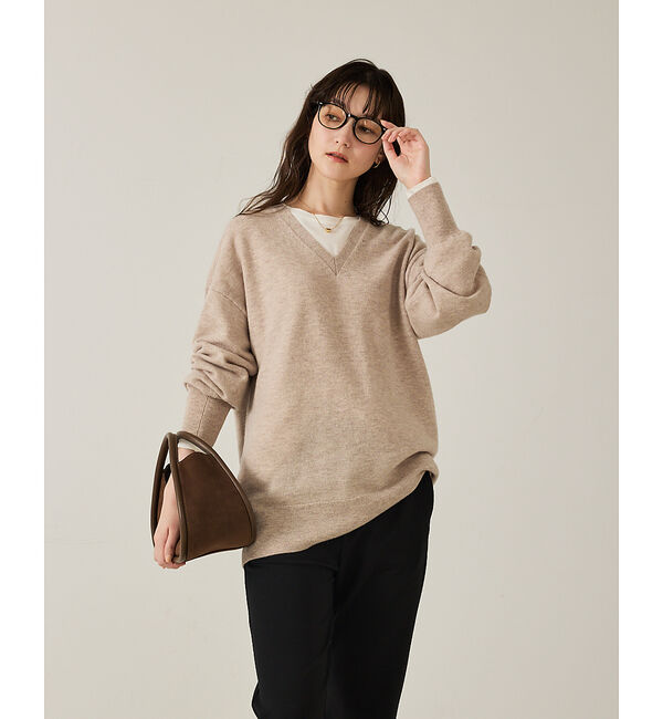 qualite「ウールVネックプルオーバー」|ニット・セーター|