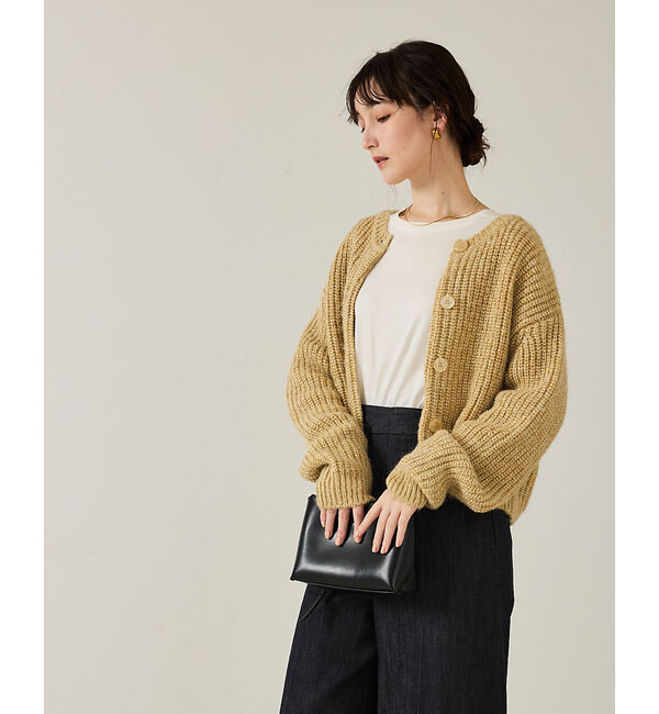 qualite「【前後で着回し可能】2WAYラメニットカーディガン」|カーディガン|