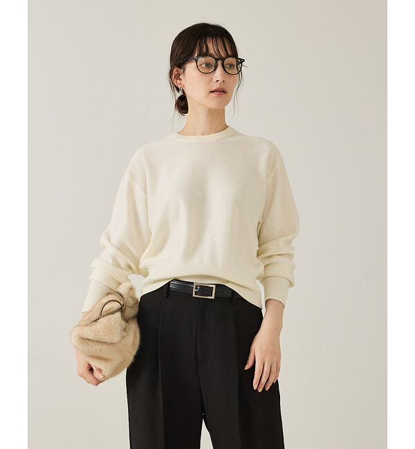 qualite「【スウェット気分で着られる】スパンコールニット」|ニット・セーター|