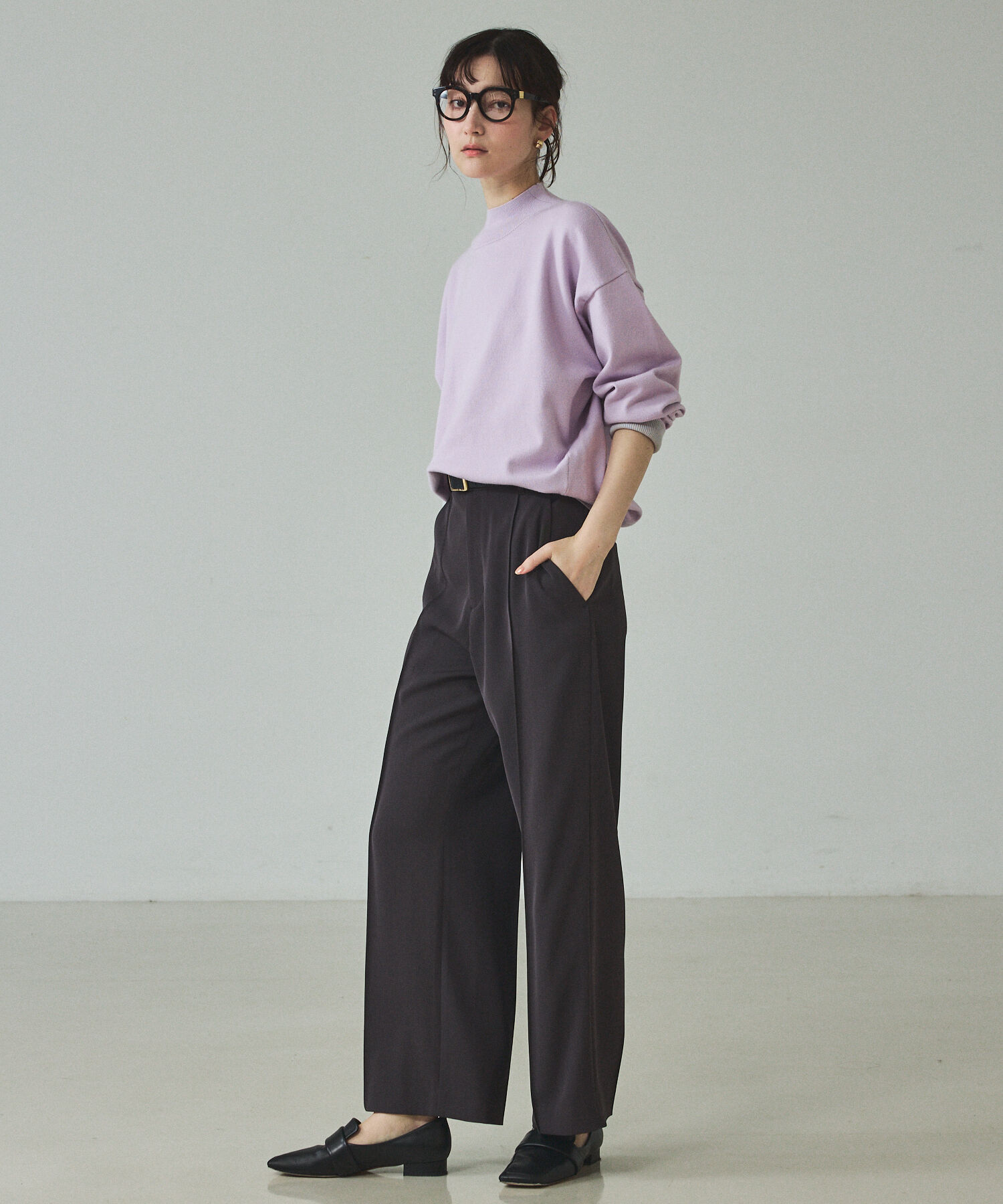 qualite「バイカラーハイネックプルオーバー」|ニット・セーター|