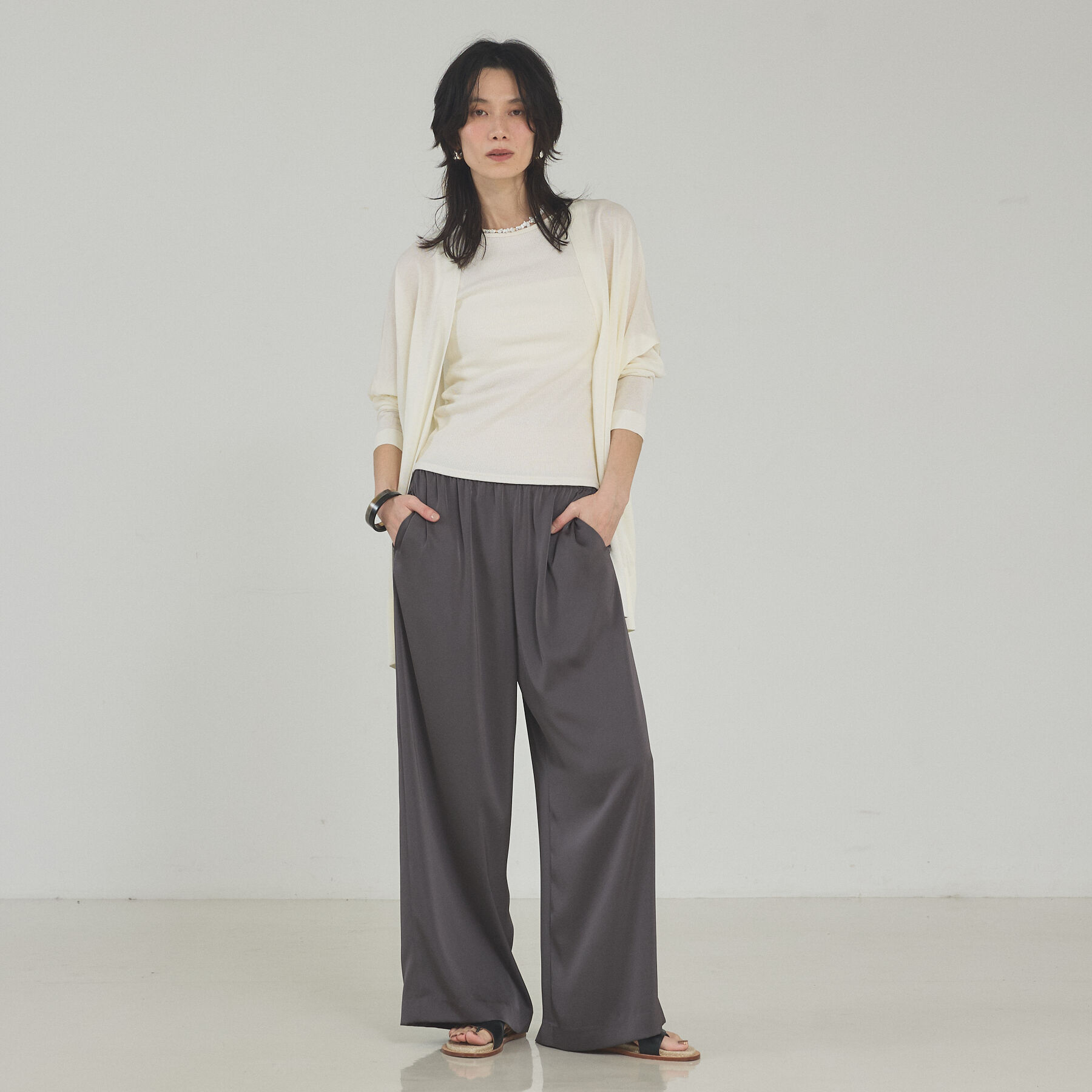 qualite「【接触冷感】シアーオーバーカーディガン」|カーディガン|