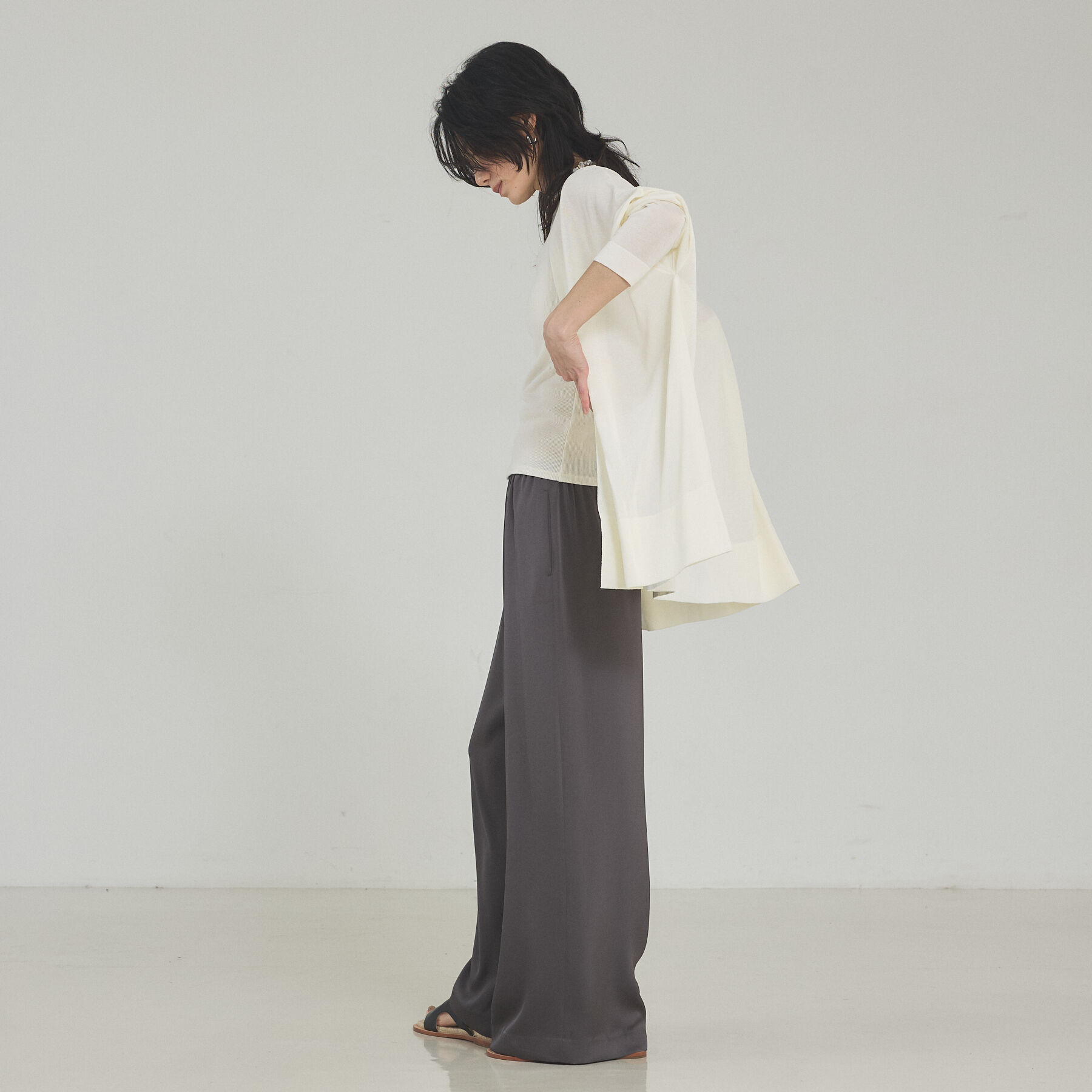 qualite「【接触冷感】シアーオーバーカーディガン」|カーディガン|