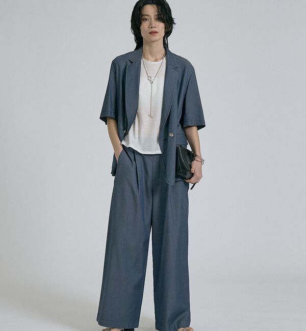 qualite「【接触冷感＆セットアップ対応】ライトデニムハーフスリーブジャケット」|その他|