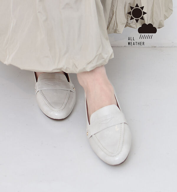 AU BANNISTER「【晴雨兼用】生活防水ローファー」|レインシューズ|アイボリー