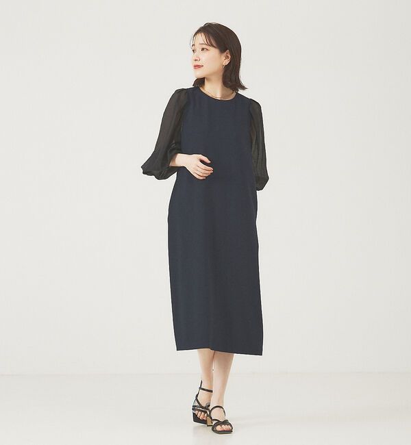 abahouse mavie「【エニデイカセット】シアー袖切替ワンピース」|ワンピース|