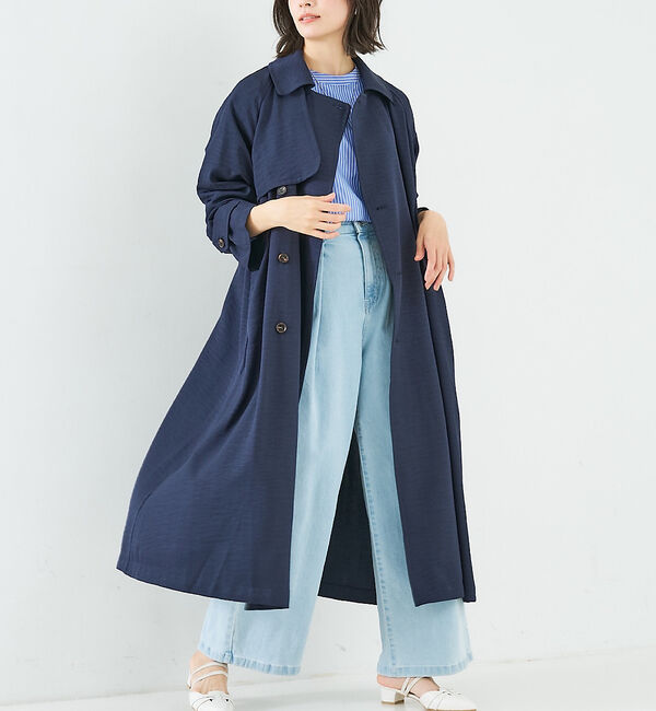 abahouse mavie「ヴィンテージツイルトレンチコート」|トレンチコート|ネイビー