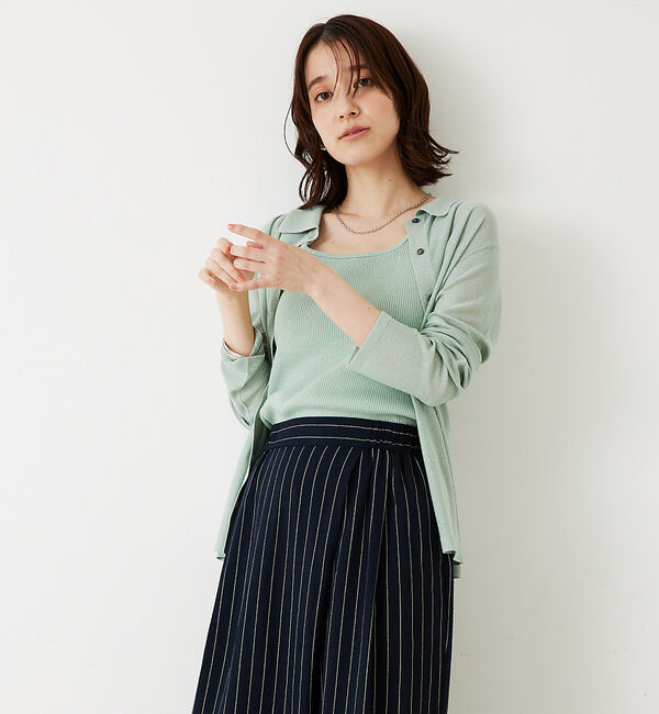 abahouse mavie「【アンサンブル対応】スパンコールシアーニットシャツ」|ニット・セーター|