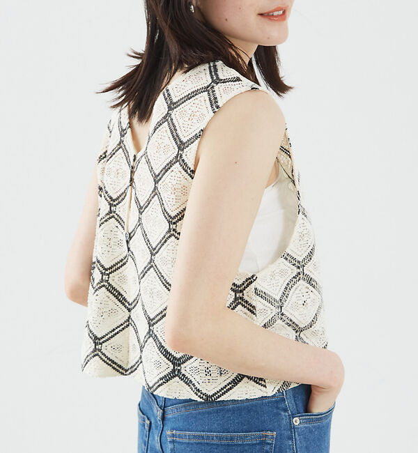 abahouse mavie「レース2WAYジレブラウス」|シャツ・ブラウス|オフホワイト