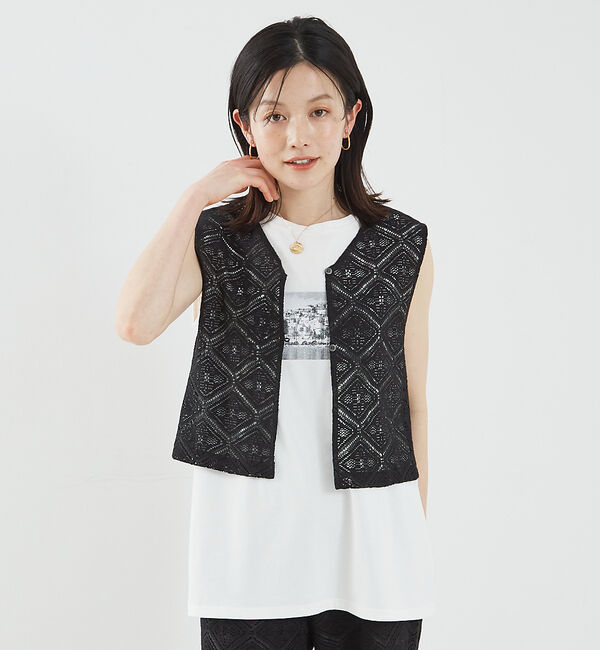 abahouse mavie「レース2WAYジレブラウス」|シャツ・ブラウス|