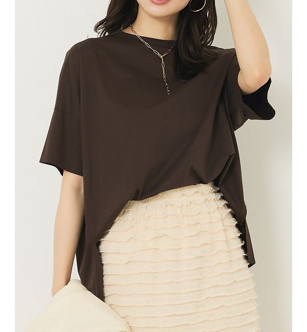 abahouse mavie「【大人の推しT！】シルケット天竺ワイドTシャツ」|Tシャツ・カットソー|ダークブラウン