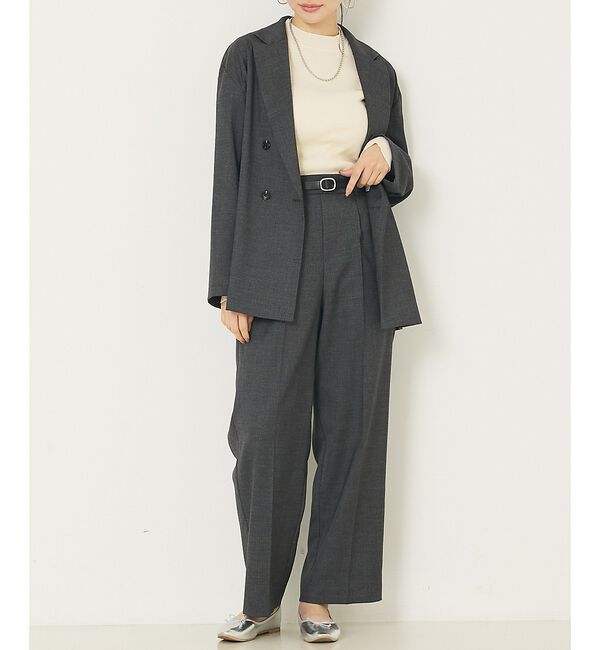 abahouse mavie「【上下２点セット】グレンチェックジャケット＆セミワイドパンツセットアップ」|その他|チャコールグレー