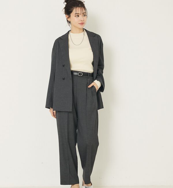 abahouse mavie「【上下２点セット】グレンチェックジャケット＆セミワイドパンツセットアップ」|その他|