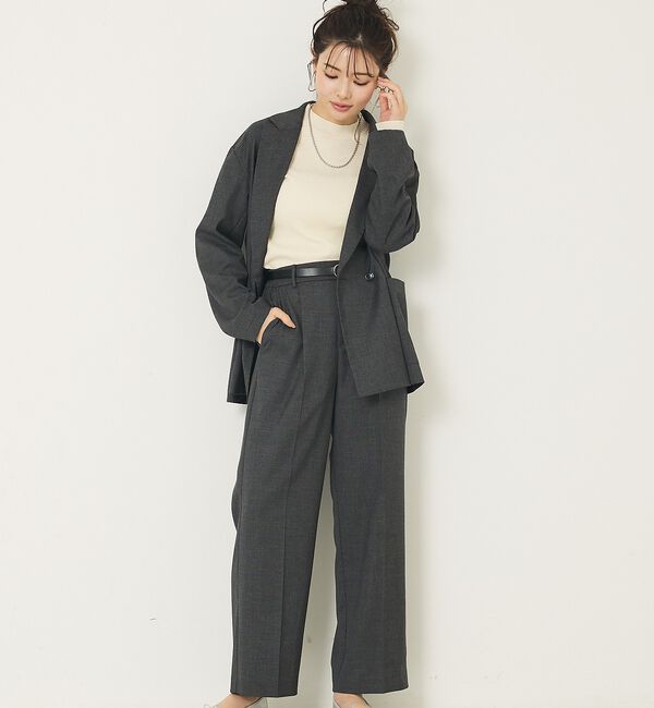 abahouse mavie「【上下２点セット】グレンチェックジャケット＆セミワイドパンツセットアップ」|その他|