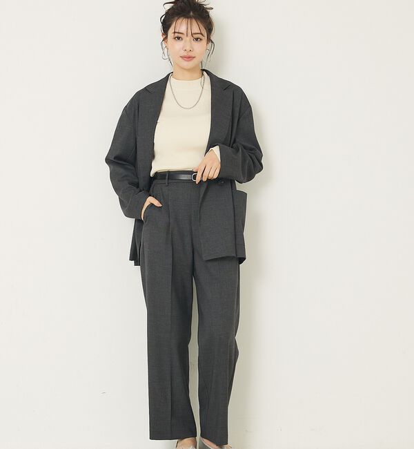 abahouse mavie「【上下２点セット】グレンチェックジャケット＆セミワイドパンツセットアップ」|その他|