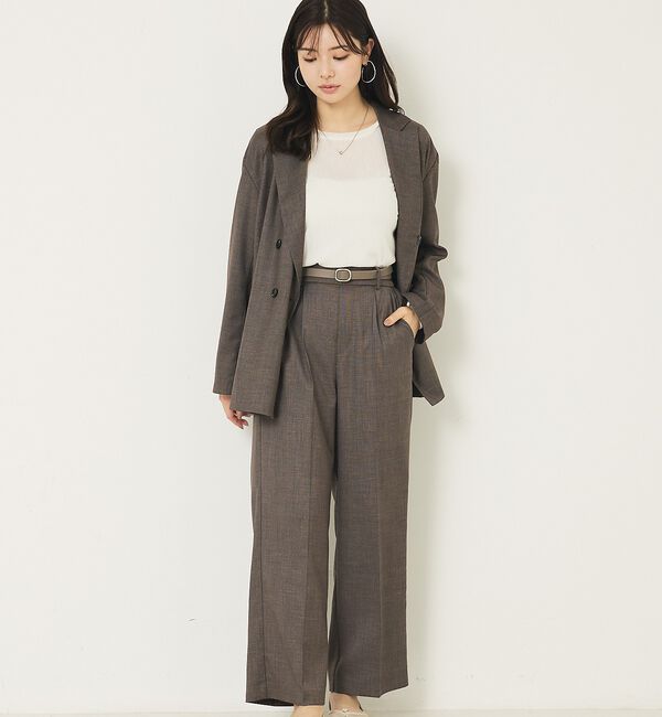 abahouse mavie「【上下２点セット】グレンチェックジャケット＆セミワイドパンツセットアップ」|その他|