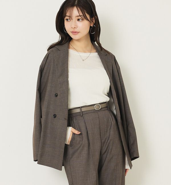 abahouse mavie「【上下２点セット】グレンチェックジャケット＆セミワイドパンツセットアップ」|その他|