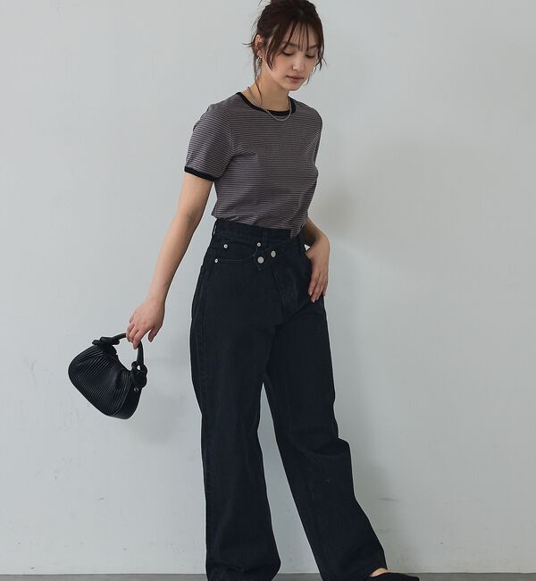 abahouse mavie「【リンガーT】ボーダーコンパクトTシャツ/夏服/半袖/スタイルアップ【予約】」|Tシャツ・カットソー|