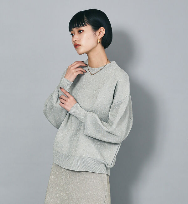 NOMINE「ラメプレーティングボリュームスリーブニット」|ニット・セーター|ベージュ