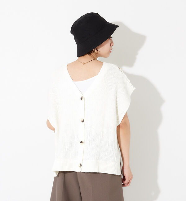 NOMINE「かぎ針カノコ3WAYベストプルーバーカーディガン」|ニット・セーター|