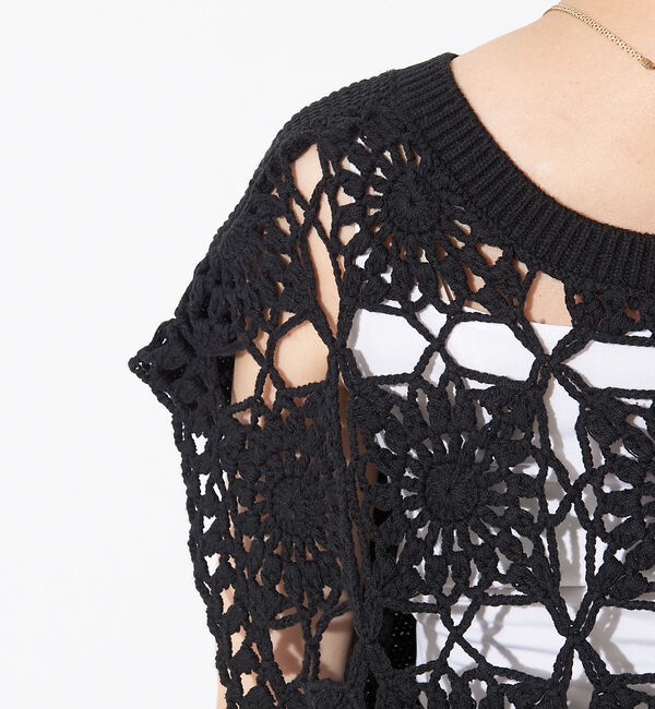 NOMINE「かぎ針カノコ3WAYベストプルーバーカーディガン」|ニット・セーター|